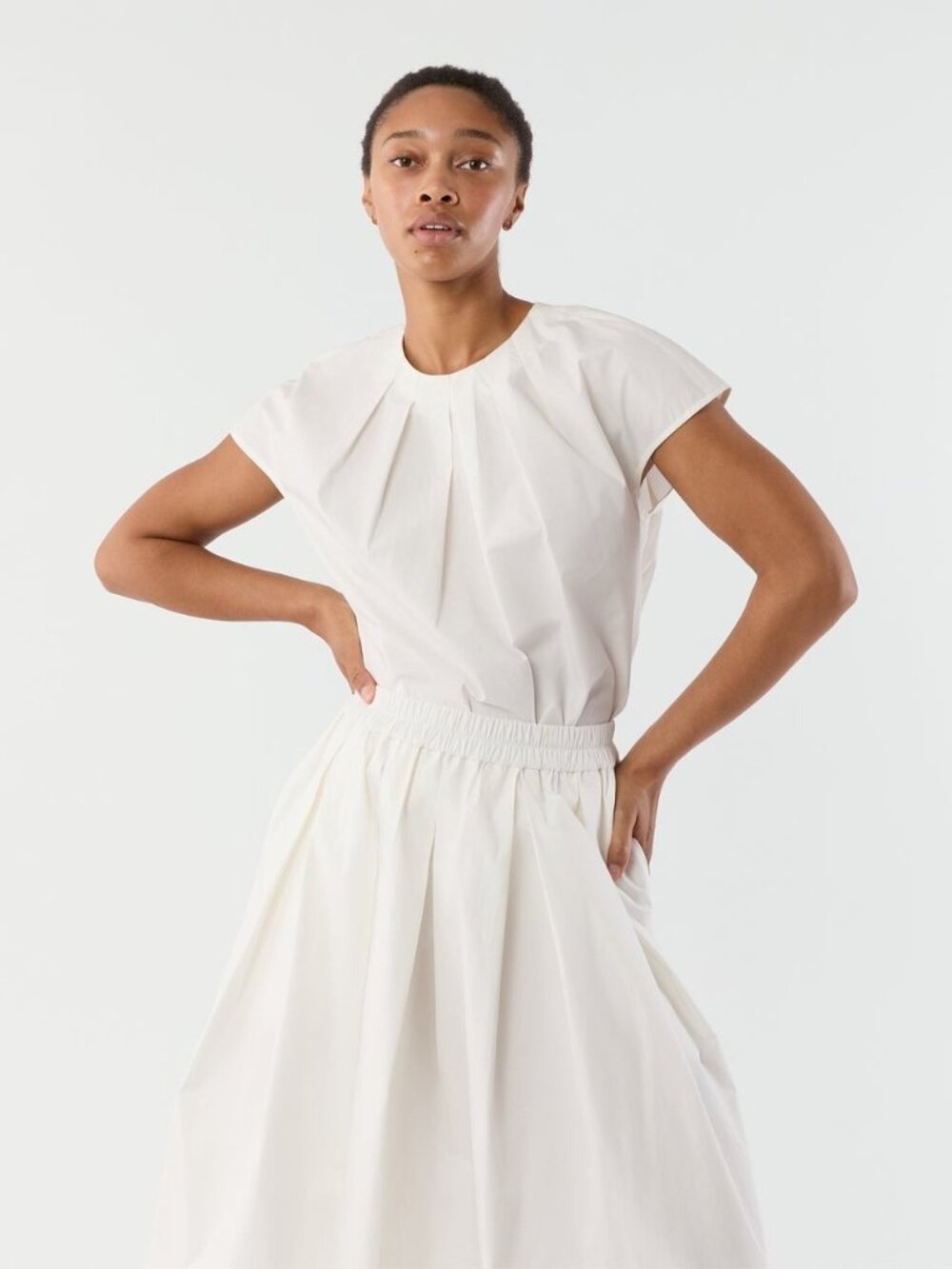 Ann Mashburn Celia Shirt XL White Paperweight Stretch Poplin